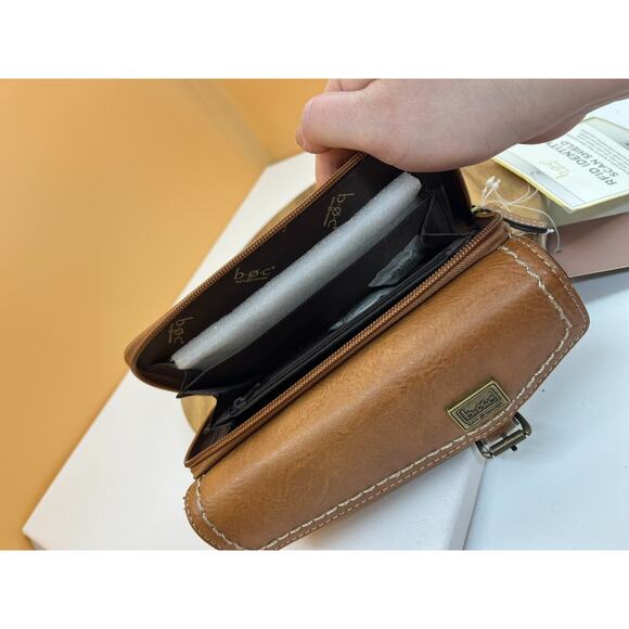 b.o.c Born Concept Clutch Wallet dark tan Faux Leather Snap NWT - Picture 11 of 16